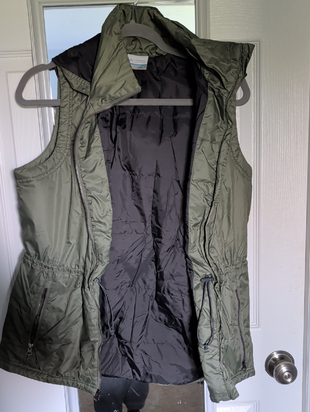 Columbia Olive Green Hooded Quilted Outdoor Vest